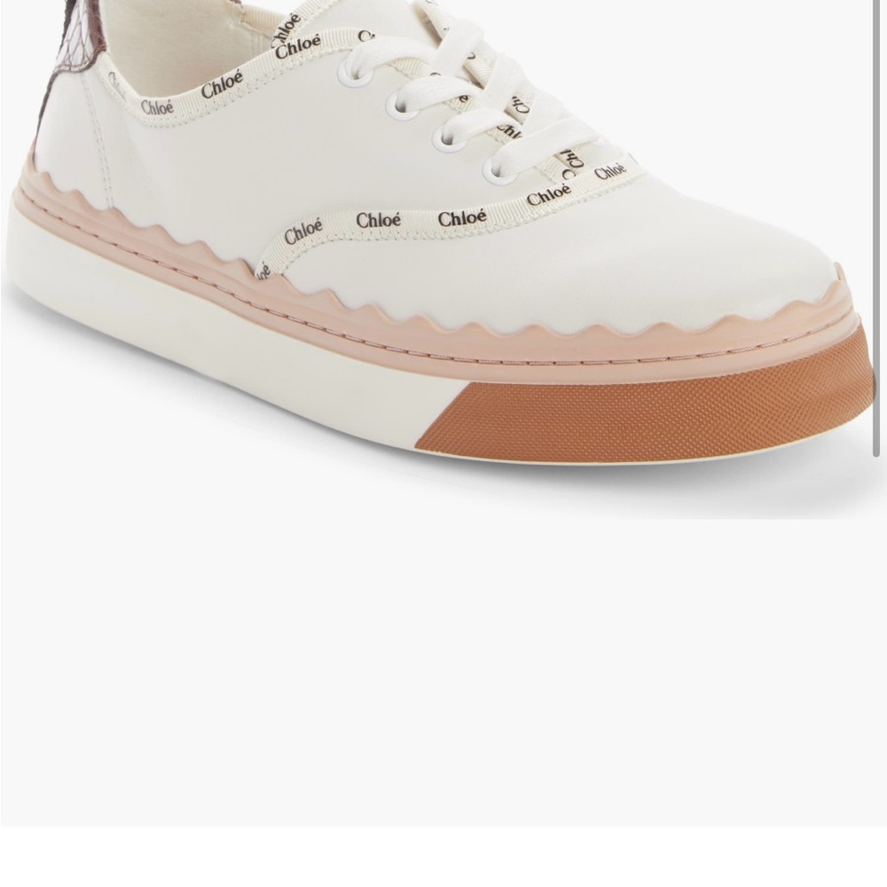 Chloe White and Pink Sneakers